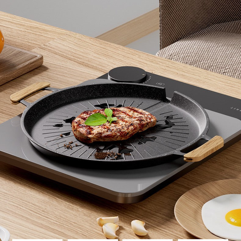 Outdoor camping grill pan barbecue tray Korean barbecue tray teppanyaki household barbecue pan frying pan induction cooker
