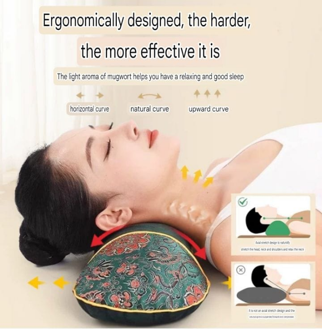 Electric heated mugwort bone pillow with USB