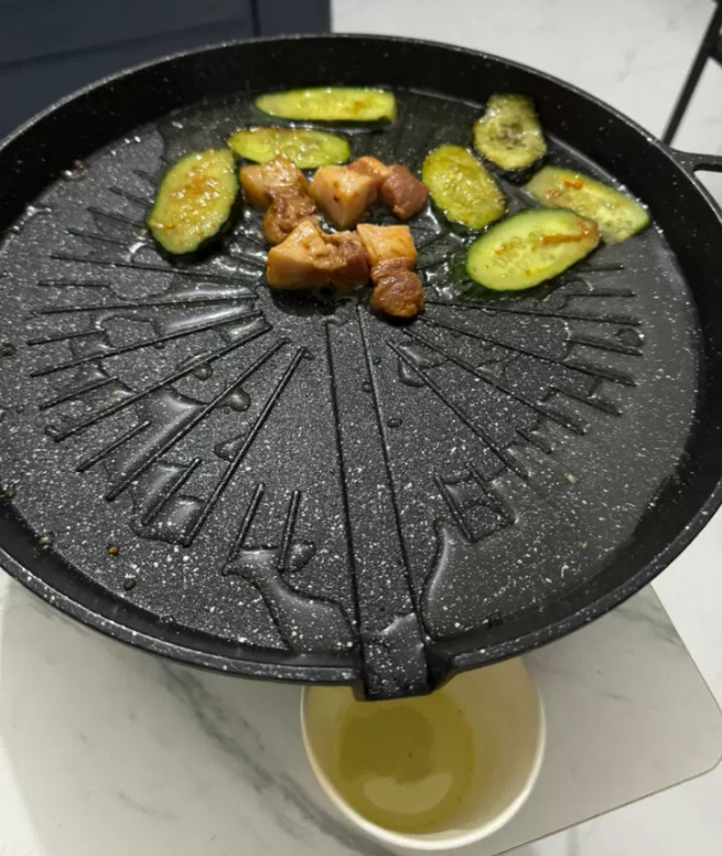 Outdoor camping grill pan barbecue tray Korean barbecue tray teppanyaki household barbecue pan frying pan induction cooker