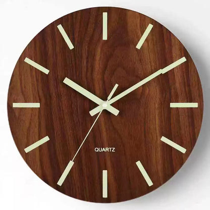 MDF luminous silent wall clock creative bedroom living room simple luminous quartz clock fiberboard wooden clock