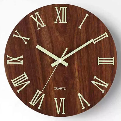 MDF luminous silent wall clock creative bedroom living room simple luminous quartz clock fiberboard wooden clock