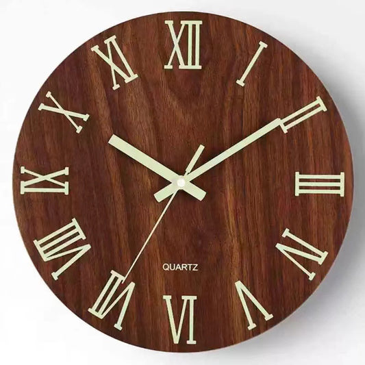 MDF luminous silent wall clock creative bedroom living room simple luminous quartz clock fiberboard wooden clock
