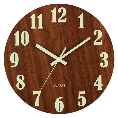 MDF luminous silent wall clock creative bedroom living room simple luminous quartz clock fiberboard wooden clock