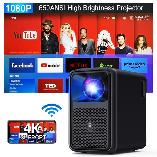 HD projector, the perfect combination of home entertainment and business presentation, 4K picture quality, direct projection during the day, strong portability