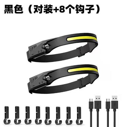 Cross-border new wave sensor COB headlight outdoor riding light USB charging night running light LED strong light headlight