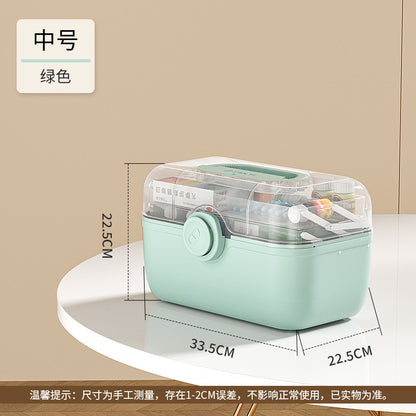 Household large medical box plastic multi-layer compartment drug storage box mask family emergency portable first aid box