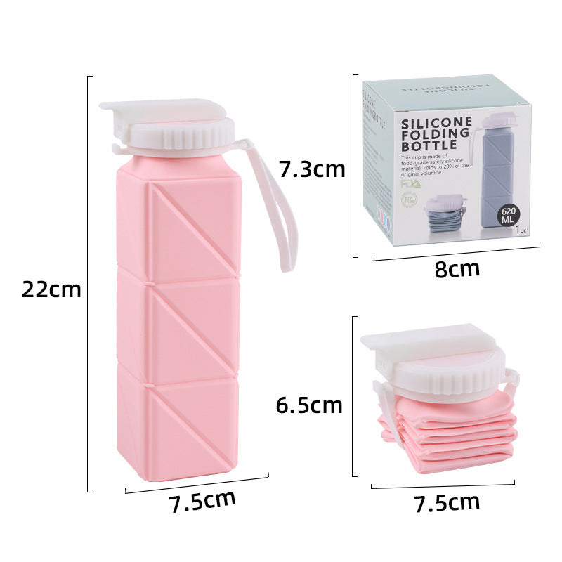 Silicone sports water cup outdoor portable water cup food grade telescopic cup square silicone folding water cup 620ml