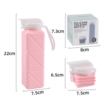 Silicone sports water cup outdoor portable water cup food grade telescopic cup square silicone folding water cup 620ml