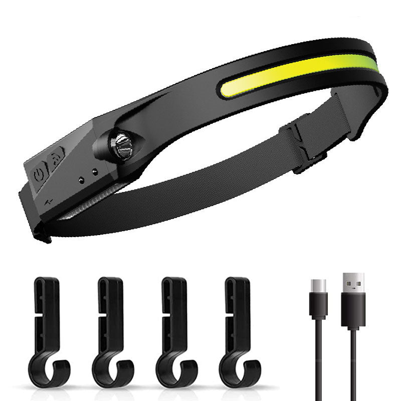 Cross-border new wave sensor COB headlight outdoor riding light USB charging night running light LED strong light headlight