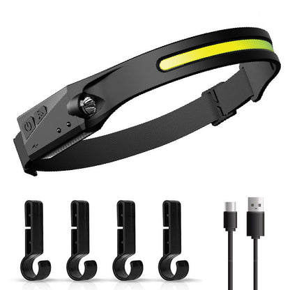 Cross-border new wave sensor COB headlight outdoor riding light USB charging night running light LED strong light headlight