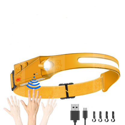 Cross-border new wave sensor COB headlight outdoor riding light USB charging night running light LED strong light headlight