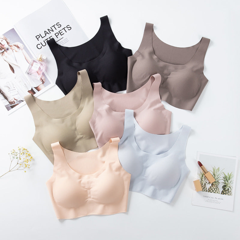 Same style bra without steel ring vest bra seamless ice silk bra underwear women's sexy bra gathered