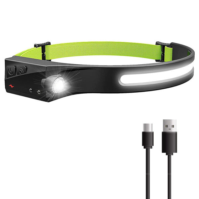 Cross-border new wave sensor COB headlight outdoor riding light USB charging night running light LED strong light headlight