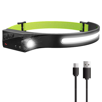 Cross-border new wave sensor COB headlight outdoor riding light USB charging night running light LED strong light headlight
