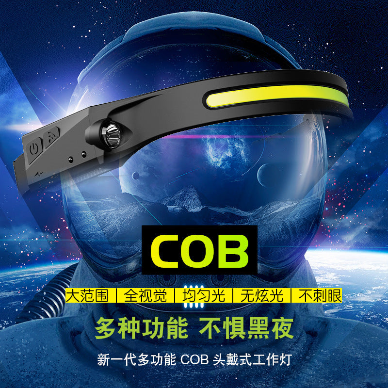 Cross-border new wave sensor COB headlight outdoor riding light USB charging night running light LED strong light headlight
