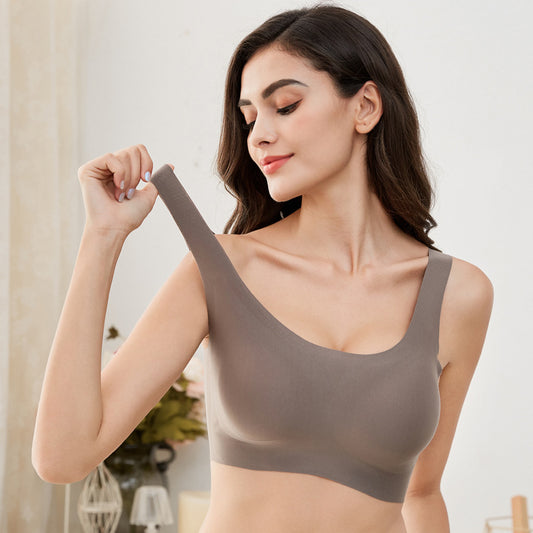 Same style bra without steel ring vest bra seamless ice silk bra underwear women's sexy bra gathered