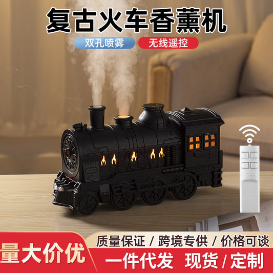 Small train aromatherapy machine large fog spray double nozzle desktop cross-border creative retro essential oil aromatherapy humidifier