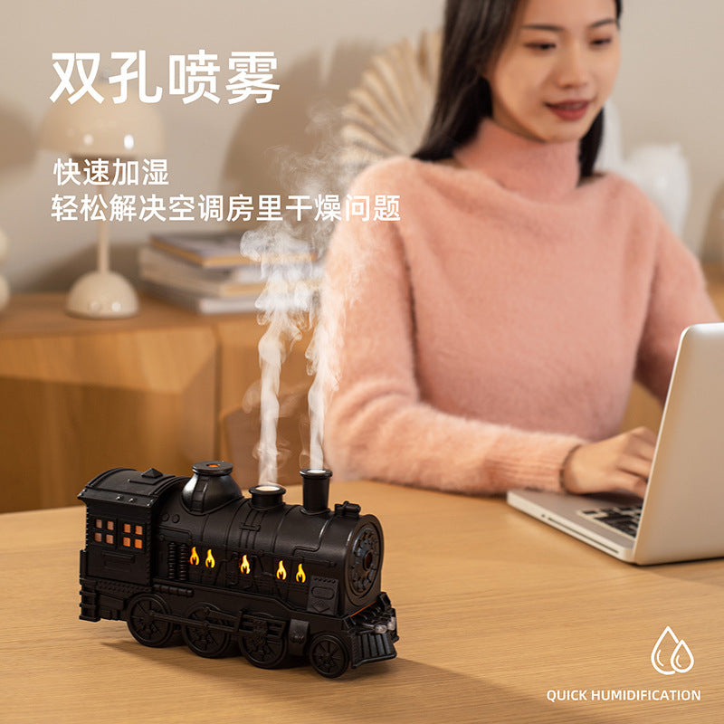 Small train aromatherapy machine large fog spray double nozzle desktop cross-border creative retro essential oil aromatherapy humidifier