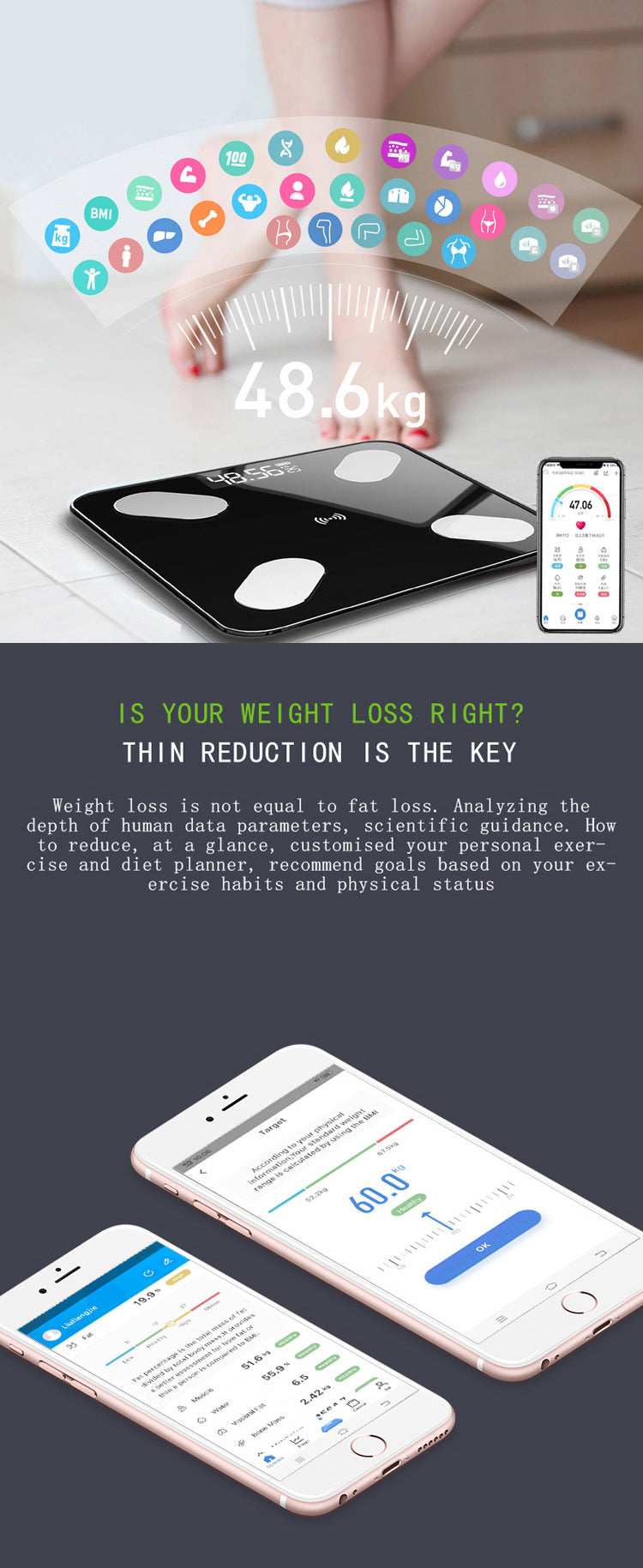 The new smart bluetooth electronic scale is issued on behalf of the weight scale home APP human health weighing body fat measurement cross-border