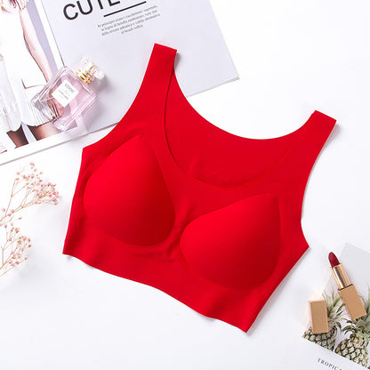 Same style bra without steel ring vest bra seamless ice silk bra underwear women's sexy bra gathered