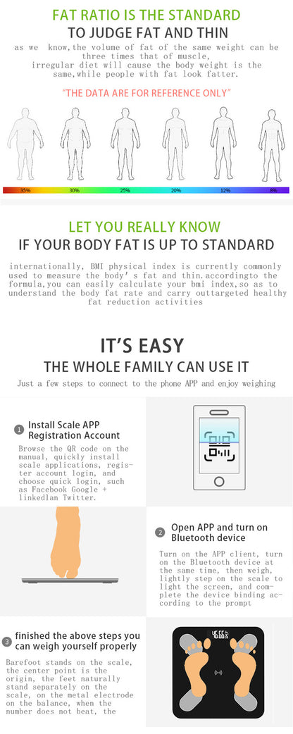 The new smart bluetooth electronic scale is issued on behalf of the weight scale home APP human health weighing body fat measurement cross-border