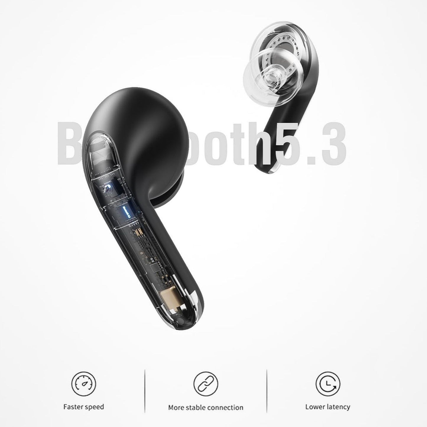 Wireless Earphones Bluetooth 5.3 Headphones Type-C Fast Charging Case Stereo Bluetooth In-Ear Headphones